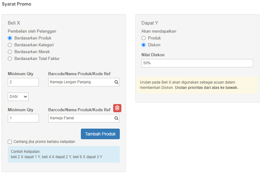 Contoh Promo Buy A & B Get Discount