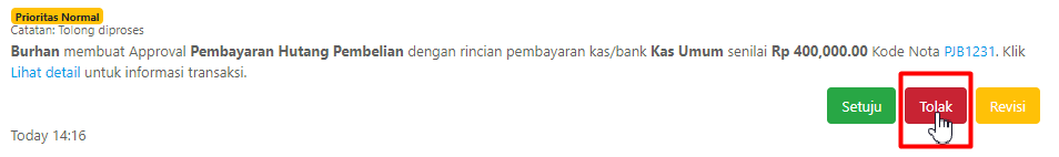 Tombol Tolak