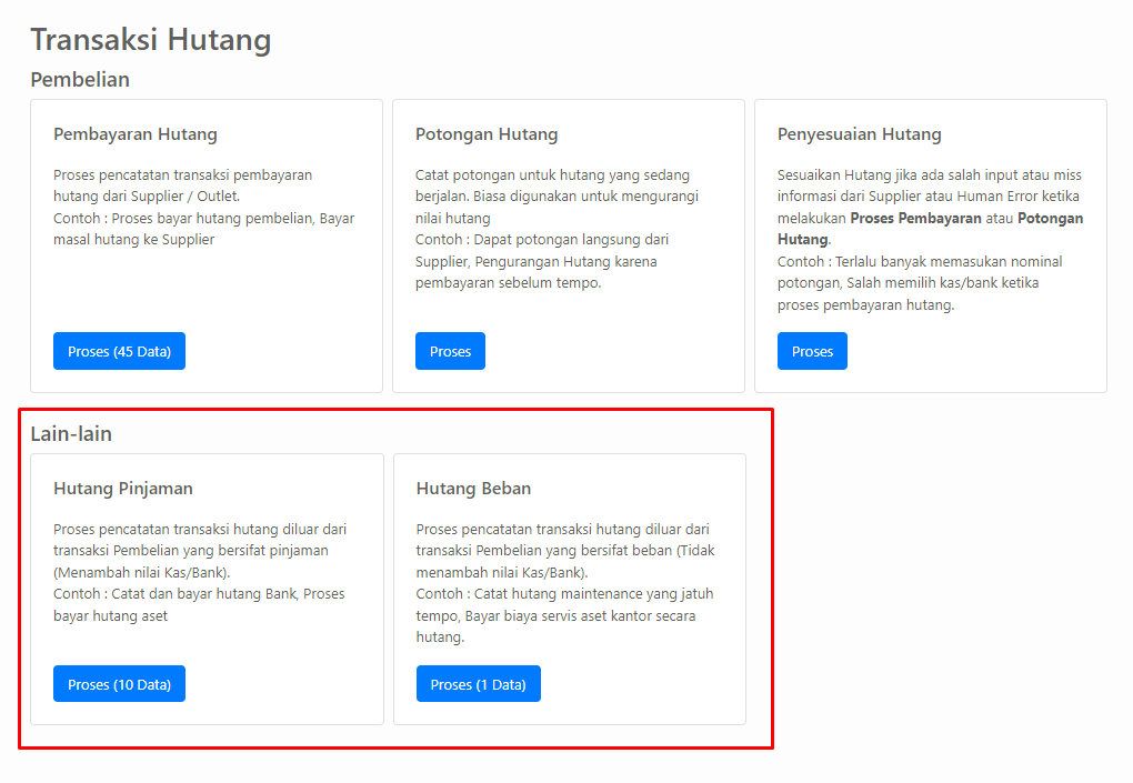 Tombol Proses Hutang Lain